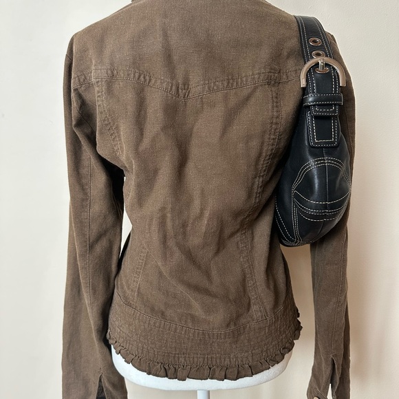 Brown Ruffled Women's Jacket - Picture 4 of 7